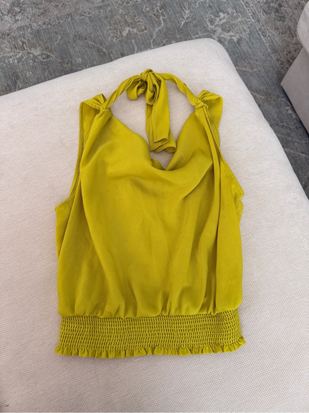 Maeve Chartreuse Halter Cowl-Neck Tank